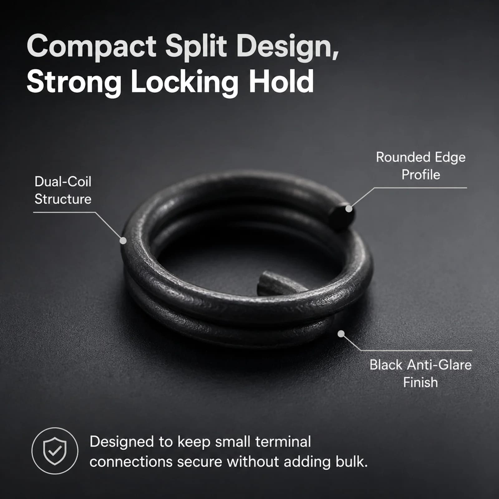 50 יחידות טבעות Split Rings שחורות מט לדיג קרפיון